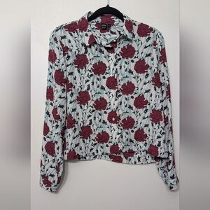 ICON Burgundy Floral Button-Down Shirt on White